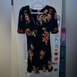Free People Black Dress with Floral Design